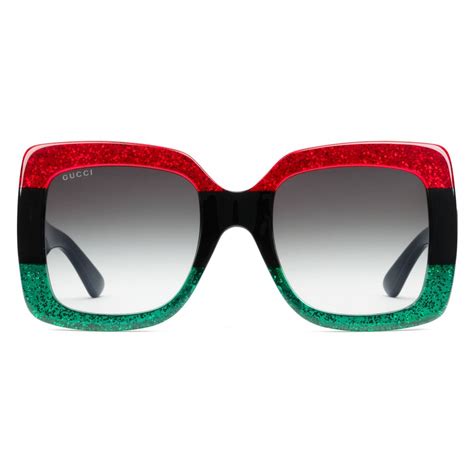 gucci black green and red square frame sunglasses|gucci sunglasses red green stripe.